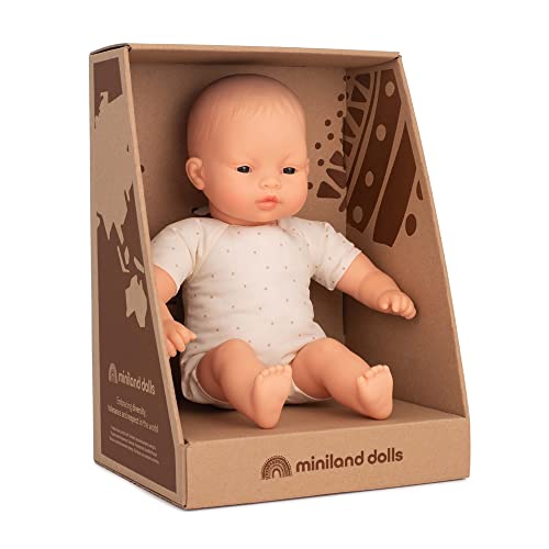 Miniland Dolls: asiatische Babypuppe, 32 cm, mit weichem Stoffkörper, in Geschenkbox, Natur, 31366