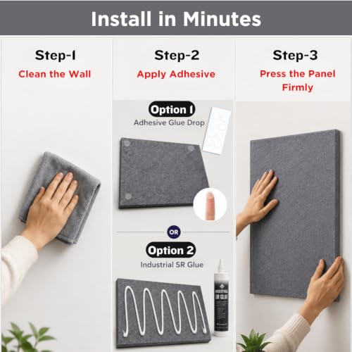 Image of QUIET CANVAS Acoustic Wall Slat Pinboard, 1x1ft, Pack 6, 50 PushPins Grey
