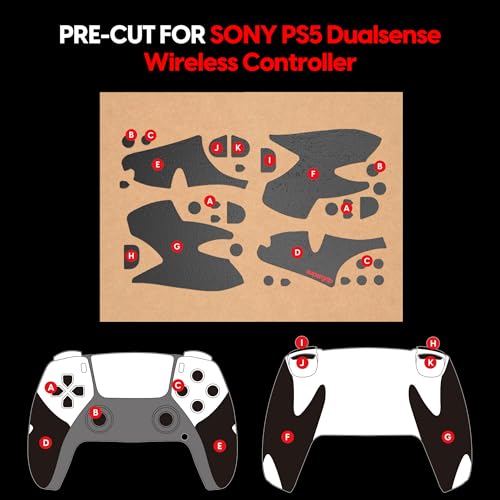 Image of Pulsar Gaming Gears SUPERGRIP Griptape Set for PS5 DualSense Controller Sweat Absorbing High Performance Anti Slip 3M Adhesive no Residue Controller Grip Tape Ultra-Thin 0.5mm (0.02in) Black