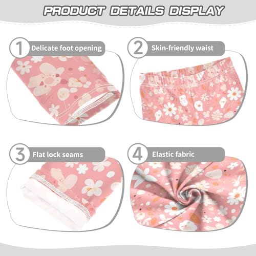 KLL A Pattern of Flowers in Pink Little Girls Leggings Comfortable High Waisted Leg Yoga Pants Running3