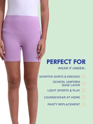 Image of mackly Girls Mini Innershorts (Pack of 2) - Lightweight Cotton 2-in-1 Panty Shorts with Built-in Gusset, Full Coverage, Tag-Free Comfort