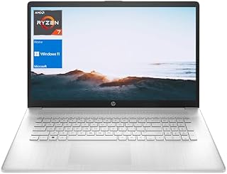 HP 2023 Newest 17 Laptop, 17.3" FHD Display (1920 x 1080), AMD Ryzen 7 7730U Processor (Beats i7-1260P), 64GB RAM, 1TB PCIe SSD, Backlit Keyboard, Wi-Fi 6, Webcam, HDMI, Windows 11 Home, Silver