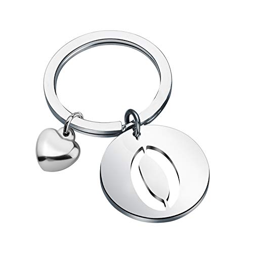 HOLLP Initial Disc Charm Keychain 26 Initial Letter Alphabet Key Ring A-Z Initial English Charm Keychain (Letter Keychain-O)