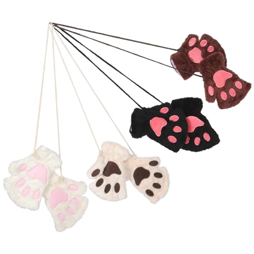 Guantes de pata de gato sin dedos para niñas: 4 pares de mitones de felpa suaves para días fríos