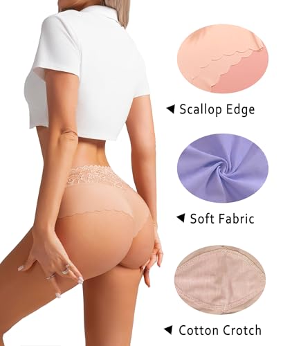 Sexy Underwear for Women Lace Cheeky Panties Breathable Bikini for Ladies 6 Pack2