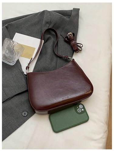 SweatyRocks Women's Retro Vintage Shoulder Bags Zipper Faux Leather Handbag Underarm Purse3