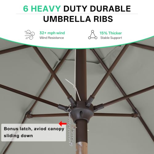 Image of ABCCANOPY 7.5ft Scalloped Patio Umbrella, Outdoor Table Umbrella with Tilt and Crank, Fiberglass Ribs Deck Umbrella for Patio, Pool, Garden, Picnic (Light Gray)