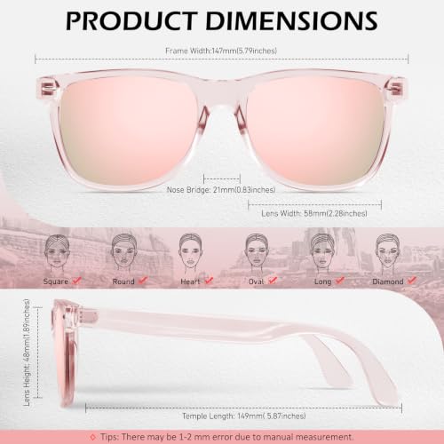 Image of Sunier Polarized Sunglasses for Men and Women, Retro Square Matte Finish UV400 Protection Shades for Driving, Fishing