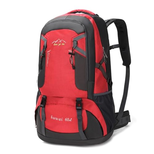 TOKSHOP Mochila 60 Litros Impermeável Reforçada Trilha Acampamento Alpinismo Caminhada (Vermelho)