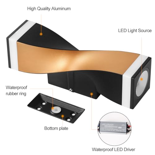 Lámparas de pared LED 10W blanco cálido 3000K aplique impermeable IP65 3