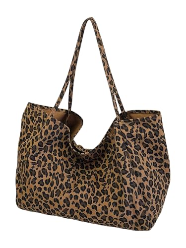 Image of MakeMeChic Women's Leopard Tote Bag Cheetah Oversize Shoulder Bag Weekender Bag