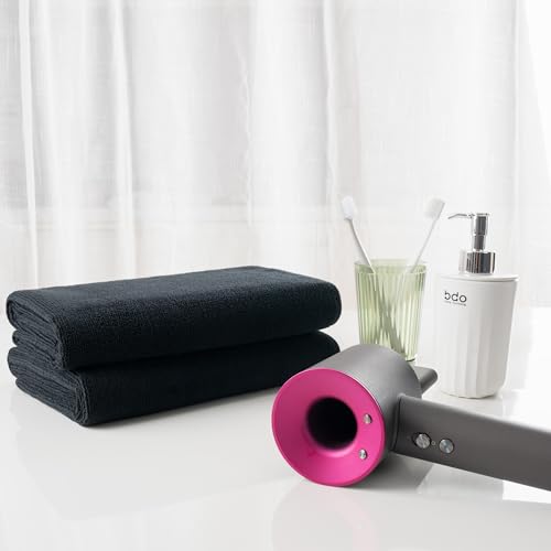 New Microfiber Hair Drying Salon Towels, Quick Dry, Lint Free, 2 Pack (Black) - Image 5