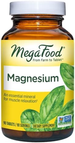 MegaFood Magnesium - Supports Nerve and Muscle Function - Mineral Supplement with Spinach - Vegan, Gluten-Free, and Made without Dairy - 90 Tabs