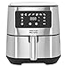 AMERICAN MICRONIC® 6.5 L Digital Air Fryer | 1700W Rapid Air Technology | 200°C Max Temp | 60-Min Timer | 8 Preset Menus | Removable Basket | Includes Recipe Book | AMI-AFD-65LDx (Black & Steel)