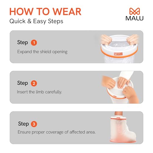 Image of 100% Waterproof Foot Cast Cover for Shower & Bath | Resuable Adult Cast Protector with Anti-Slip Bottom | Cast Covers for Shower Foot | Waterproof Shield for Showering After Surgery