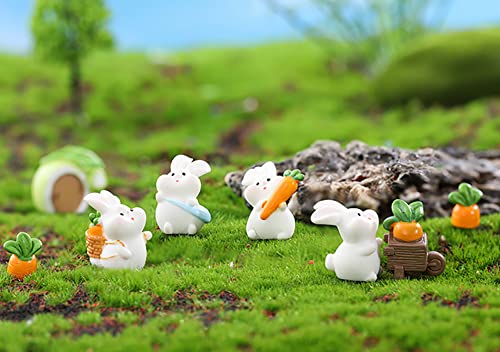 20 Pcs Cute Carrot Fat Rabbits Miniature Figurines Fairy Garden Miniature Moss Landscape Diy Terrarium Crafts Ornament Accessories For Home Décor #TOP1