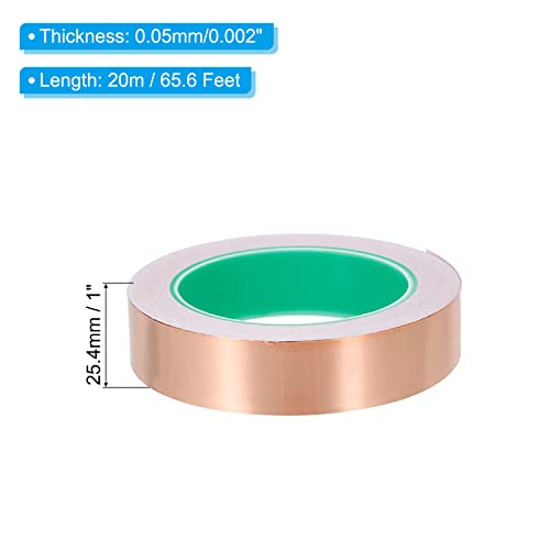 Image of PATIKIL Copper Foil Tape 1 Inch x 66 Feet 0.05mm Thick Double Sided Conductive Adhesive EMI Shielding for Electronics, Circuits, Grounding