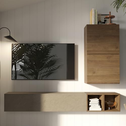 REDÒKASA Parete Attrezzata Made in Italy Infinity design moderno ideale per soggiorno, sala da pranzo, cucina (Kit 47 - Argilla/Mercure)