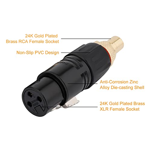 Adaptador XLR Hembra a RCA Hembra 2 unidades Preffair miniatura 5