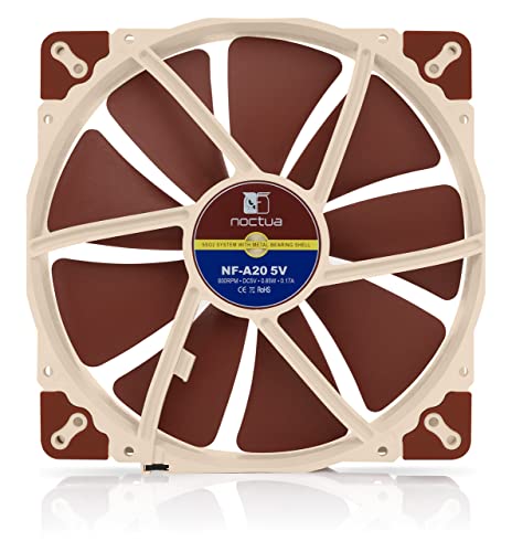 Image of Noctua NF-A20 5V, Premium Quiet Fan with USB Power Adaptor Cable, 3-Pin, 5V Version (200x30mm, Brown)