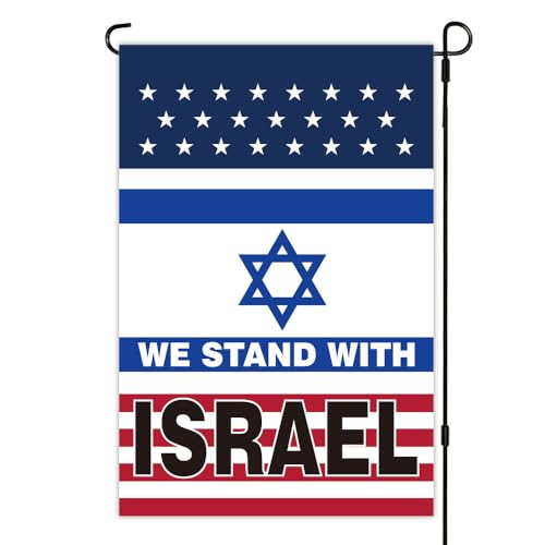 Bandera de Israel Drapeau de jardin « We Stand With Israel and Support Israel Jewish Friendship », ferme britannique, décoration de maison, cour, prière pour la paix, drapeau de jardin imprimé double