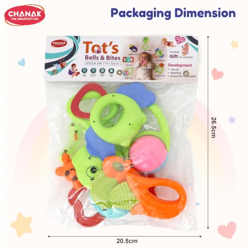 Image of Chanak Baby Rattle Set for Babies, 7 Pcs Colorful Baby Rattles Set Toy Combo, Lightweight, Non-Toxic, BPA Free New Born Rattles Gift Sets with Smooth Edges, Rattle Toys for Newborn, Infants 0-6 M