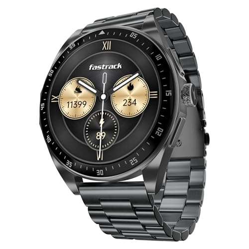 Image of Fastrack Radiant FX1 1.43 inch AMOLED Metal Smart Watch with Functional Crown, BT Calling, AOD, 100+ Sports Modes, Health Tracking, IP68 Water Resistance - Smartwatch for Men & Women (Gun Grey)