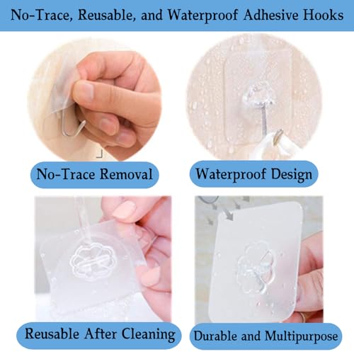 Image of 06 Pack Wall Hanging Hooks for Wall Without Drilling | Heavy Duty Waterproof and Oil Proof Self Adhesive Hooks for Kitchen Wadrobe Bathroom Door Outdoor Home Improvement Multipurpose Hooks