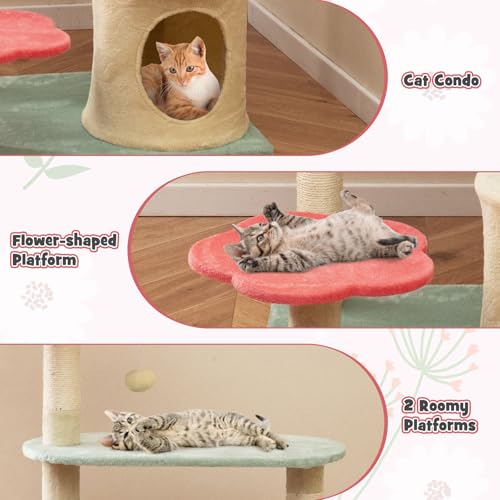 Árbol para Gato Flor 49 Pulgadas Multi-Niveles con Rascadores miniatura 6