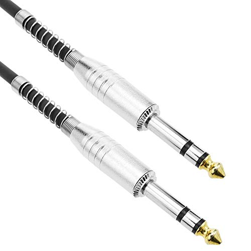 BeMatik - Cable Audio micrófono Instrumento estéreo TRS Jack 6.3mm Macho a Macho de 2m
