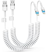 2 Pack Coiled Lightning Cable, 3FT iPhone Car Charger Cord [Apple MFi Certified] Short USB to Lig...