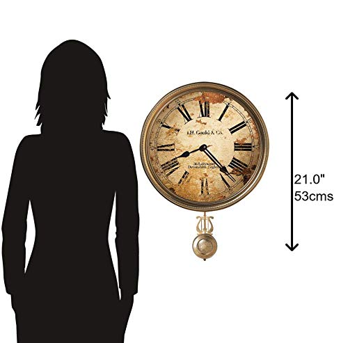 Howard Miller J.h. Gould And Co. Iii Wall Clock 620-441 – 15-Inch Antique Brass Pendulum With Auto Daylight Savings Time And Quartz Movement #TOP4