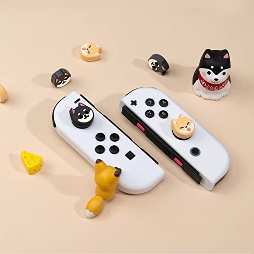 Geekshare Cute Animal Theme Thumb Grip Caps,Compatible With Nintendo Switch / Oled / Switch Lite,Soft Silicone Joystick Cover,4Pcs -- Shiba Inu #TOP5