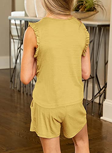 Image of Diukia Girls Short Outfit Sets Summer Cute T-Shirt and Shorts Set with Side Pockets 2 Piece 4-13 Years