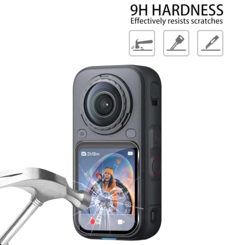 QULLOO Folia ochronna do Insta360 X6 do szkła pancernego, twardość 9H, szkło ochronne, ochrona przed zarysowaniami, akcesoria, 3 sztuki