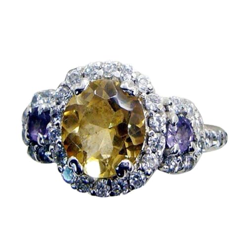 Bague de mère en citrine naturelle ovale le cadeau idéal fait main tailles H à Z