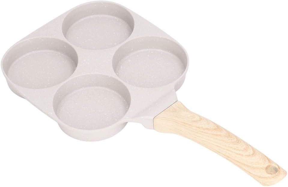 4-Cup Egg Frying Pan with Non-Stick Coating, Saute Pan for Induction, Gas, Electric Stoves, Even Heating Aluminum Alloy, Multi-Cup Design for Pancakes and Burgers