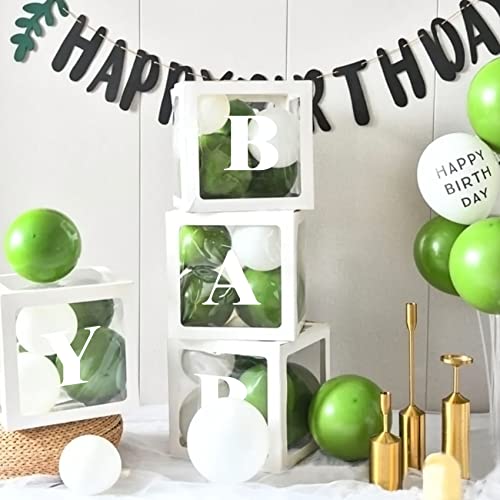 Joyypop Baby Boxes With Letters For Baby Shower, 4 Transparent Balloon Boxes With 16 Letters For Boys & Girls Birthday, Gender Reveal Decorations And Wedding Party(White) #TOP5