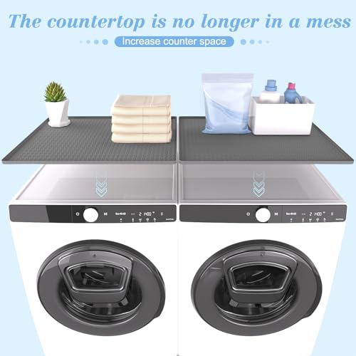 Washer and Dryer Covers for the Top, 23.6"x25.6" Dryer Top Protector Mat, Laundry Topper for Washer and Dryer,Silicone Mat for Top of Washer and Dryer with Raised Lip for Laundry & Kitchen Gray by BLESWIN - Used condition - Image 2