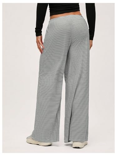 SOLY HUX Women's Striped Pants Drawstring Waist Baggy Wide Leg Pants Long Trousers2