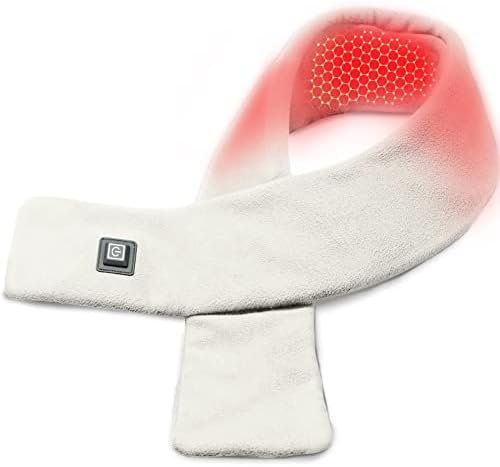 UTK Neck Heating Pad, Tourmaline and Far Infrared Cordless Heating Pad, Portable Neck Heating Pad for Neck, Heated Neck Wrap with Soft Lightweight Polar Fleece, Heated Scarf-White