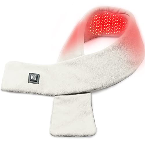 Utk Neck Heating Pad, Tourmaline And Far Infrared Cordless Heating Pad, Portable Neck Heating Pad For Neck, Heated Neck Wrap With Soft Lightweight Polar Fleece, Heated Scarf-White #TOP21