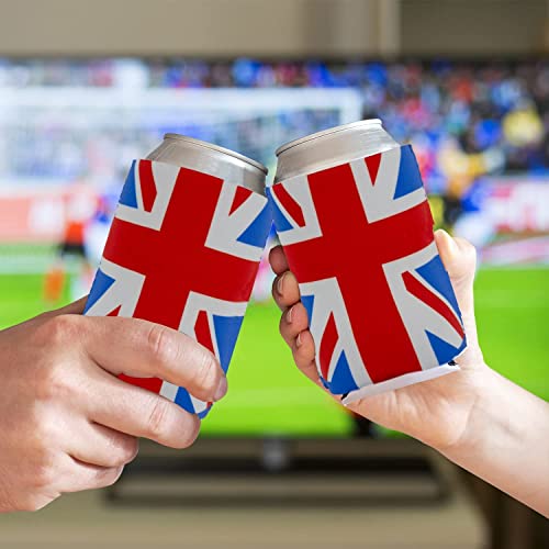 4Pack Union Jack Beer Coozies, British Flag Beer Can Cooler, Beer Can Cover for Bottles DIY Funny Party Gift - Image 6
