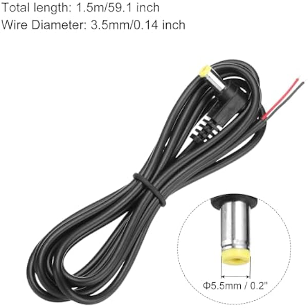 QUARKZMAN Замена 5 5 мм x 2 1 мм DC штекер питания 90 градусов прямой угол голые кабель адаптер разъем для DC камеры мониторинга 1 5 м