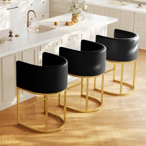 Black PU Leather Counter Stools