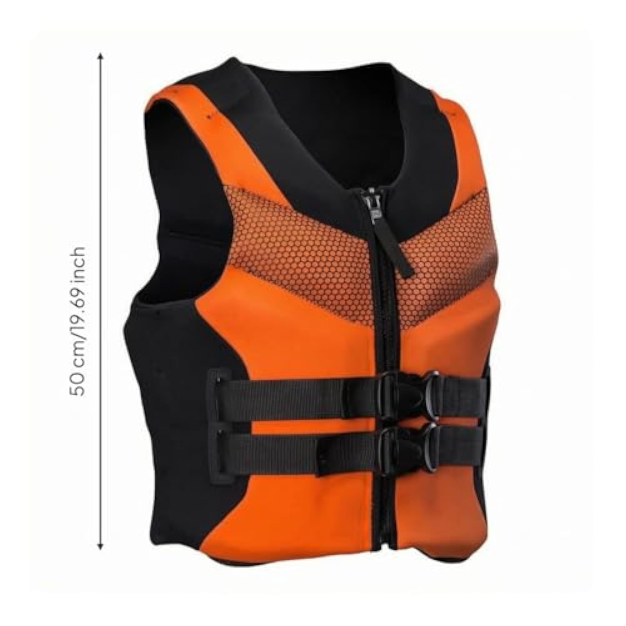 Orange and Black Adult Life Jacket Front Zipper Life Jacket