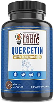 Native Logic Quercetin with Bromelain Supplements, Immune Support Supplement with Antioxidant Properties, Supports Joint Health and Energy Production, Vegan and Gluten-Free, 120 Veggie Capsules