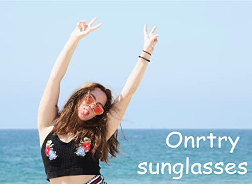 Onrtry Heart Shaped Polarized Sunglasses for Women Vintage Lovely Metal Frame Sun Glasses2