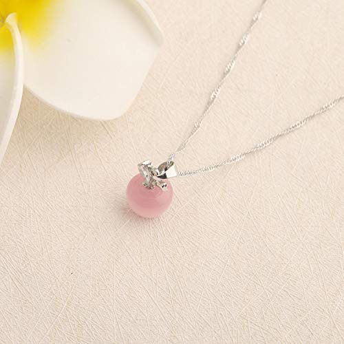 bobauna 3D Pink Opal Apple Shape Pendant Necklace Apple Jewelry Teachers Appreiation Gift for Mentor Coach Principal4