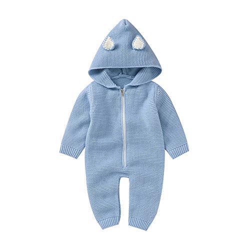 Barboteuse à Capuche en Tricot pour Nouveau-Né Filles GarçOns GrenouillèRes avec Fermeture Éclair Cover